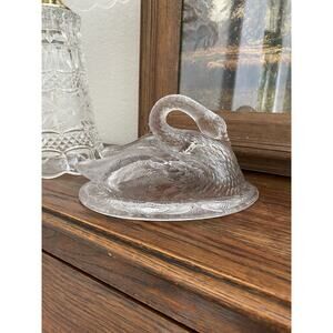 Vintage EAPG Belmont Clear Glass Nesting Swan Basket Covered Candy Dish LID ONLY